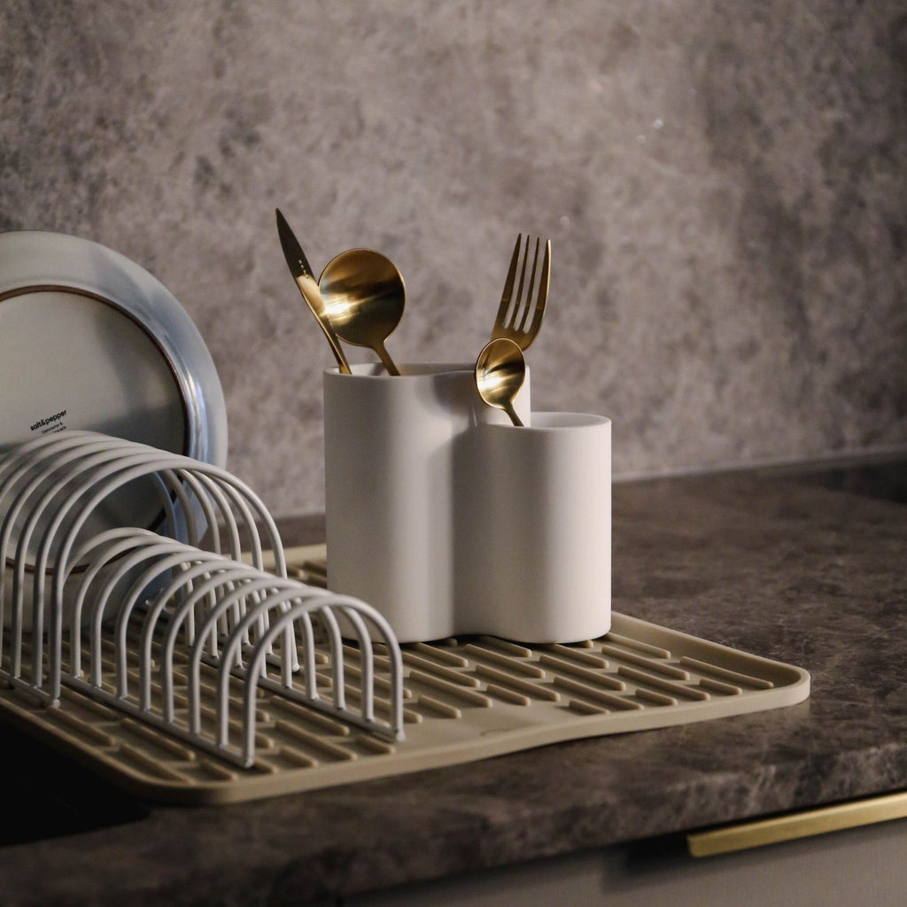 DESIGNSTUFF Store-All Cutlery Drainer/Holder, White