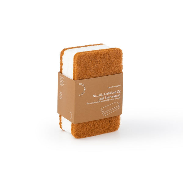 DESIGNSTUFF Natural Cellulose And Sisal Scourer Sponge, Cinnamon (Set of 2)