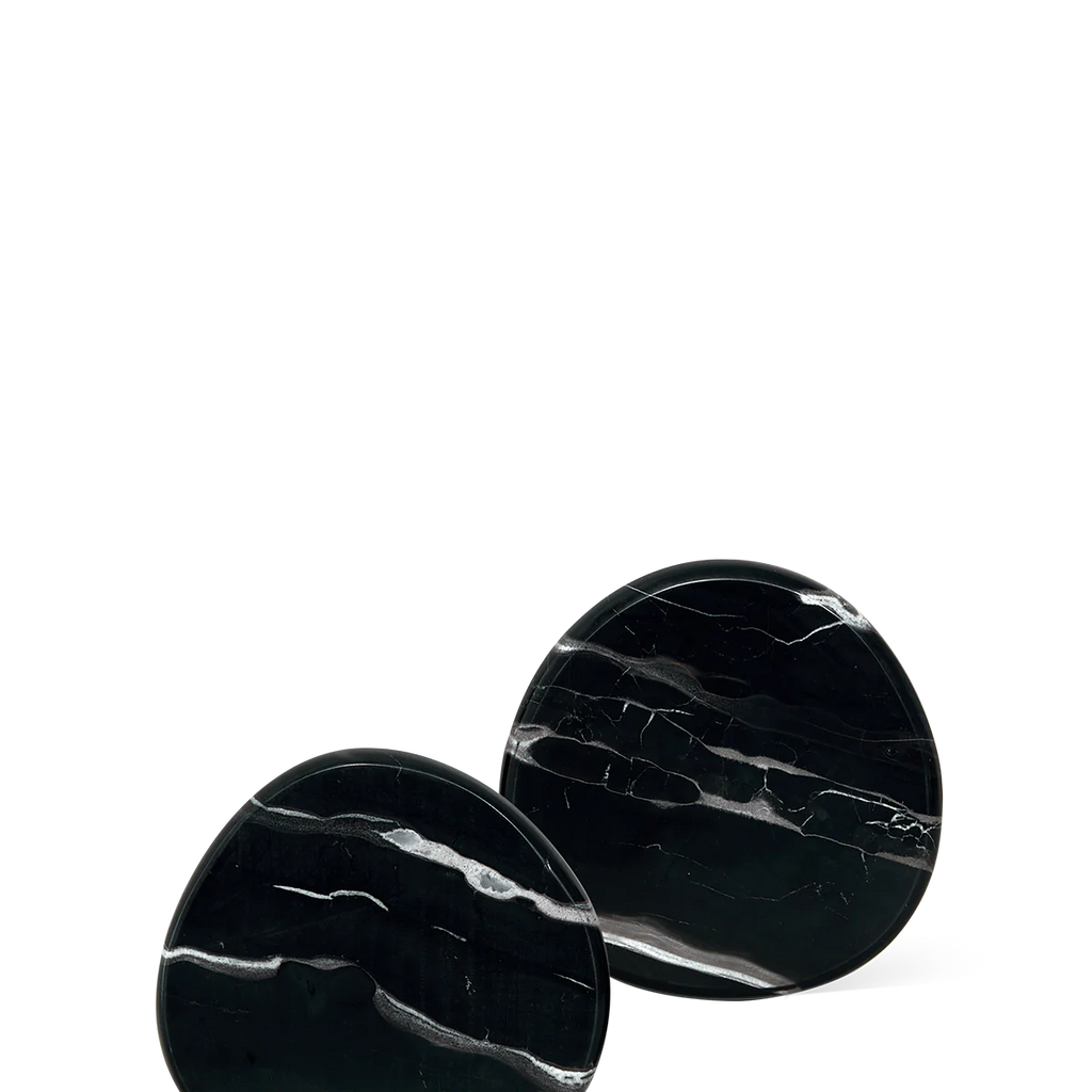 Stone Coaster Set - Black Silver