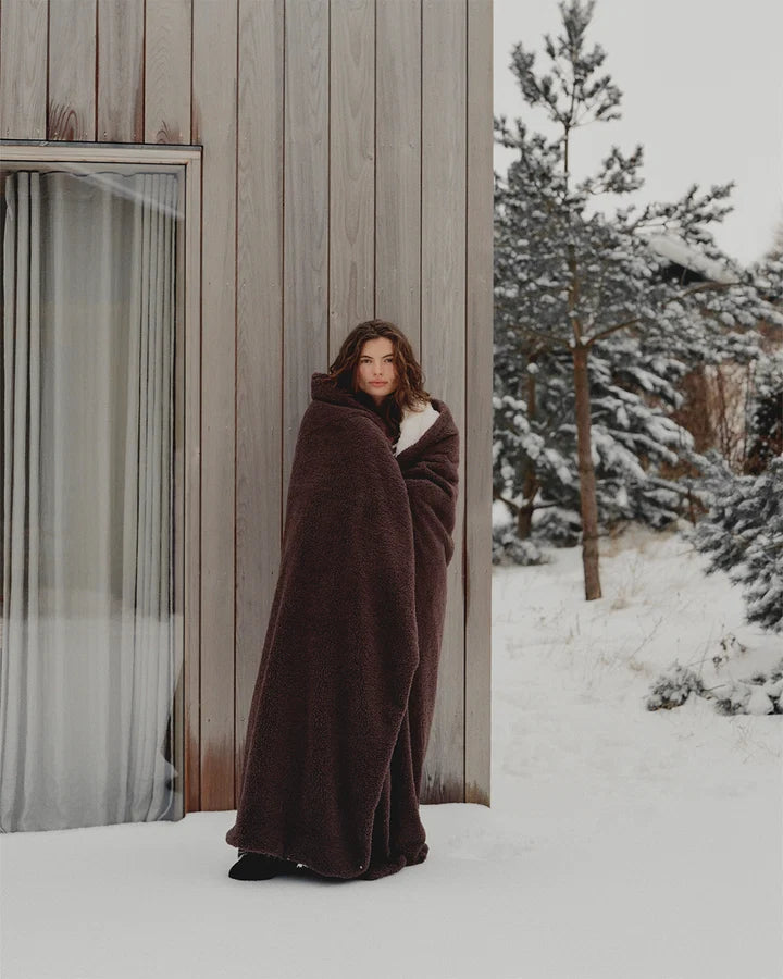 HOMMEY Faux Fur Throw Blanket - Chocolate