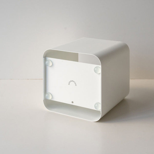 DESIGNSTUFF Square Tissue Box w/ Metal lid, White/White