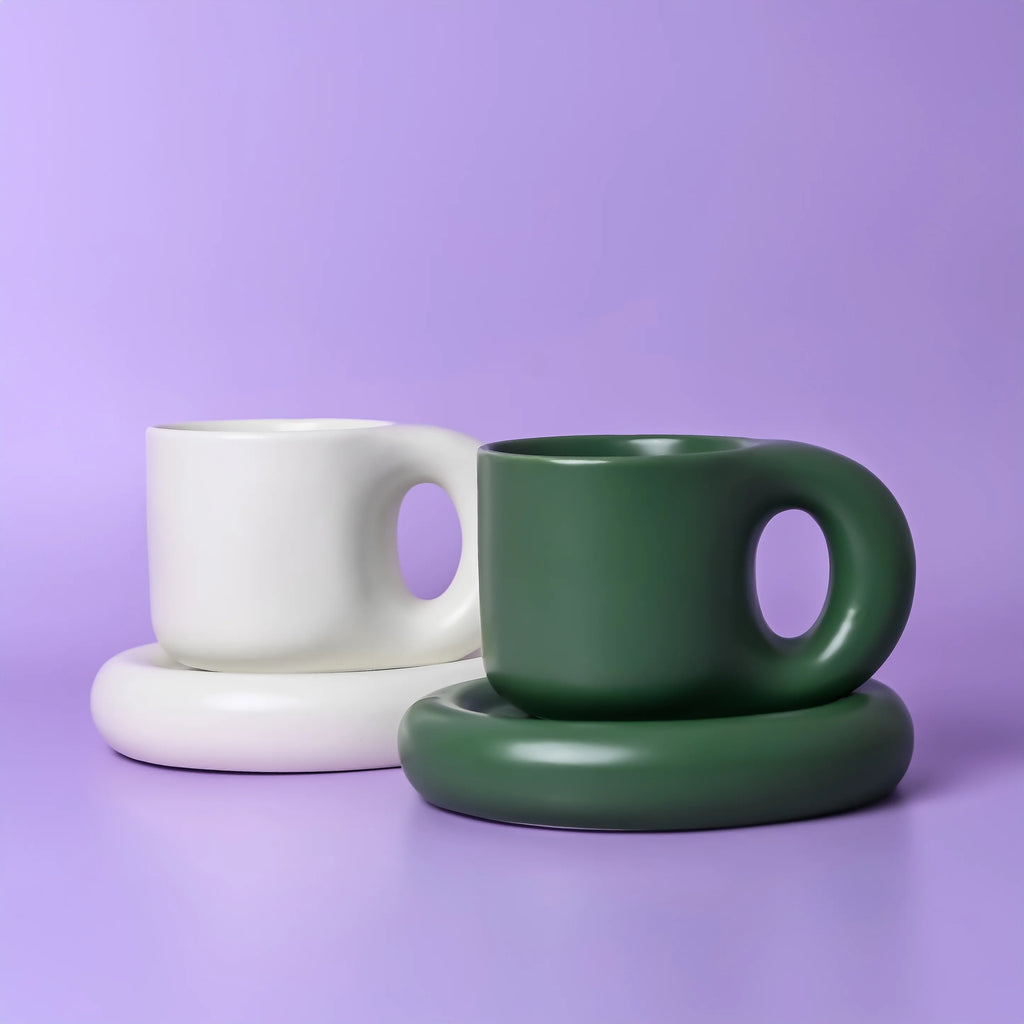 Lola Chubby Mug & Saucer Set - Dark Green