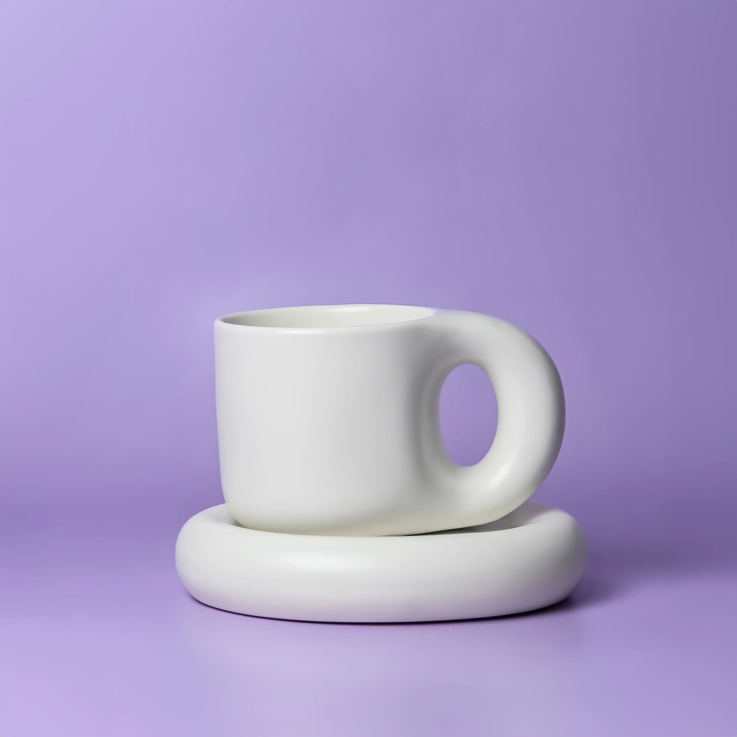 Lola Chubby Mug & Saucer Set - White