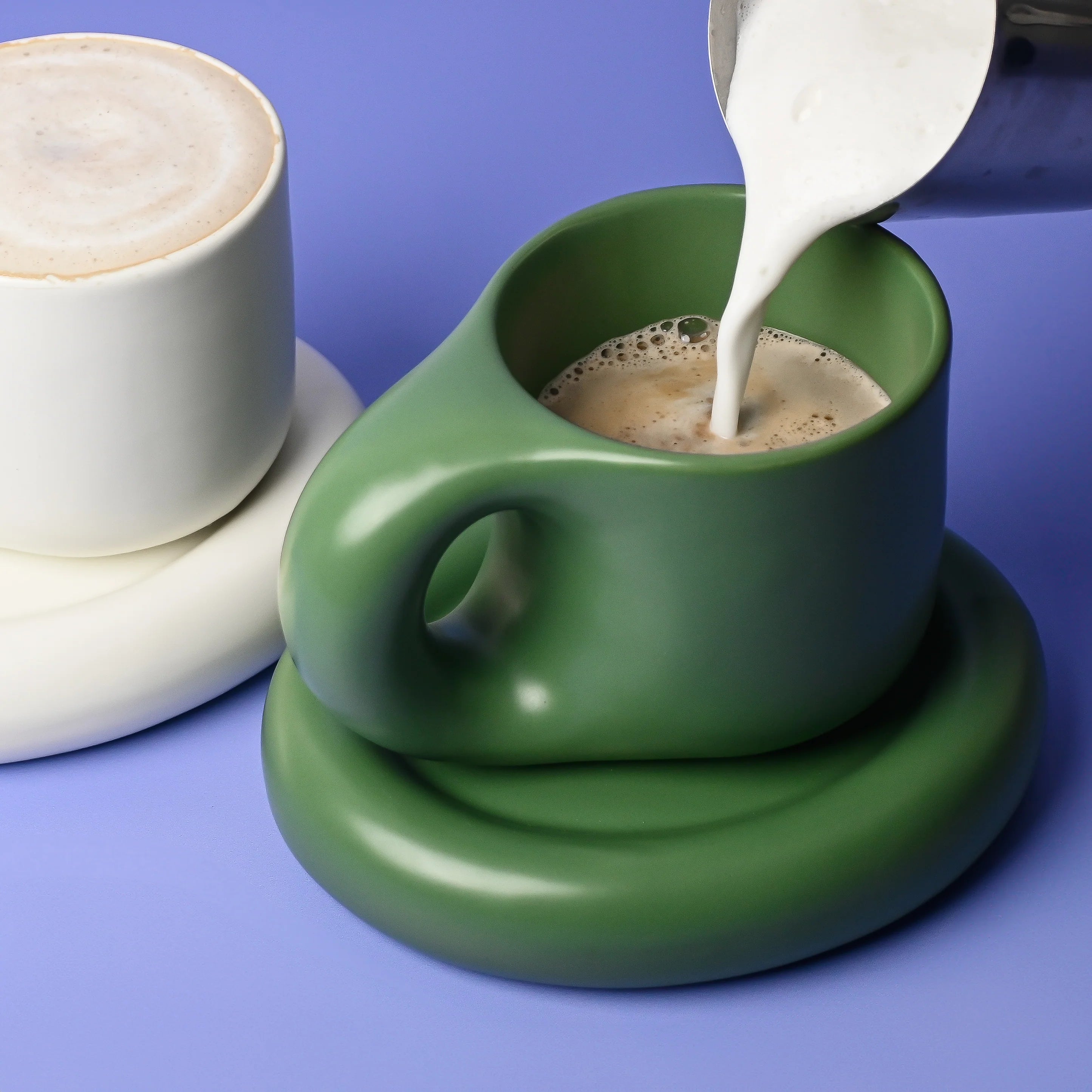 Lola Chubby Mug & Saucer Set - Dark Green
