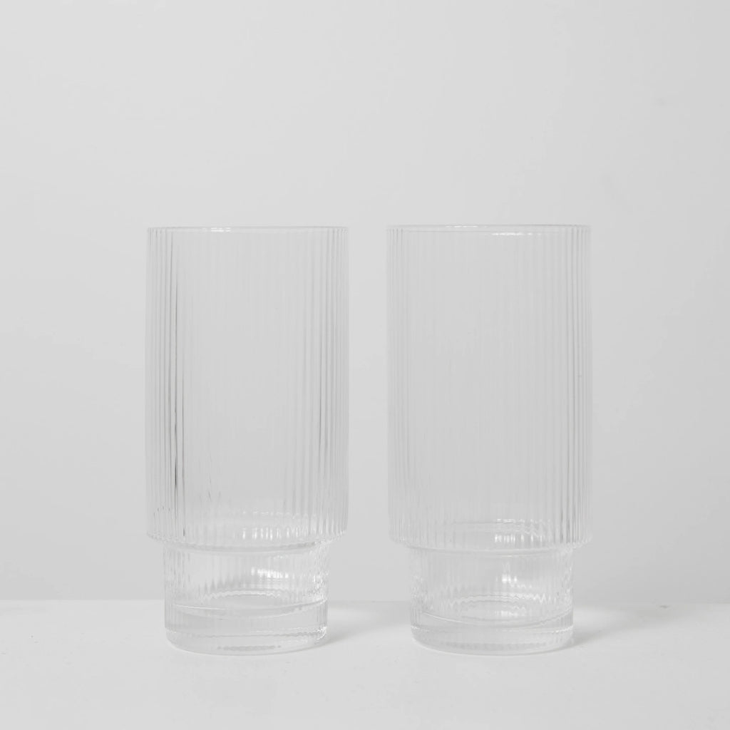 Ribbed Highball Glasses - Set of 4