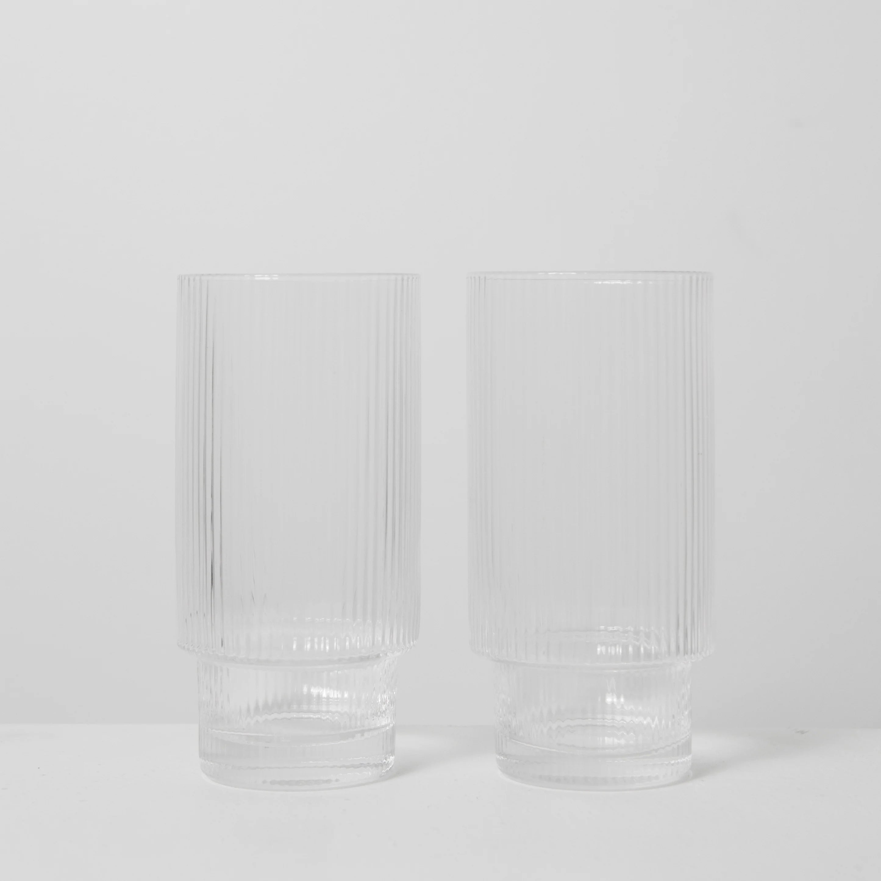 Ribbed Highball Glasses - Set of 4
