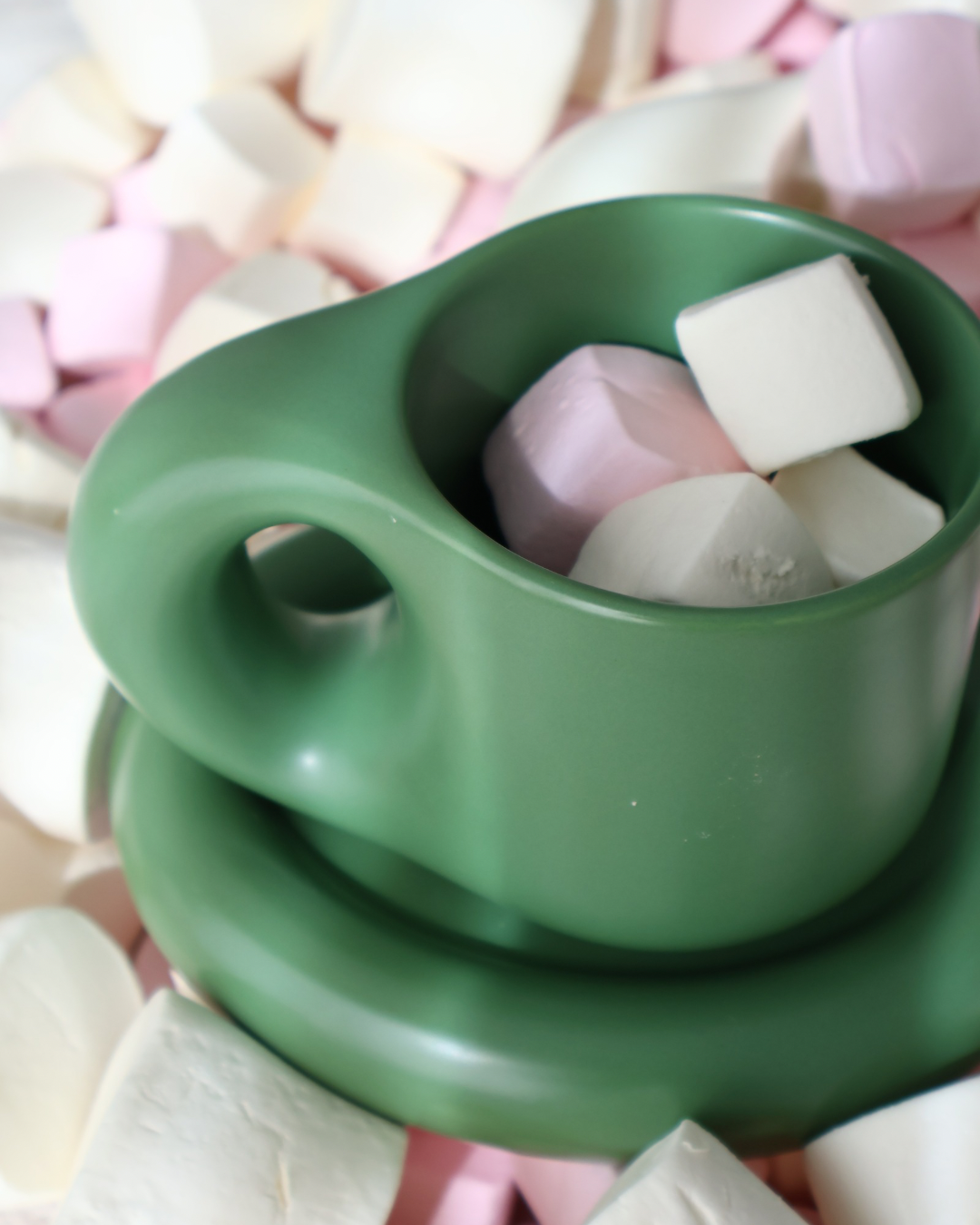 Lola Chubby Mug & Saucer Set - Dark Green