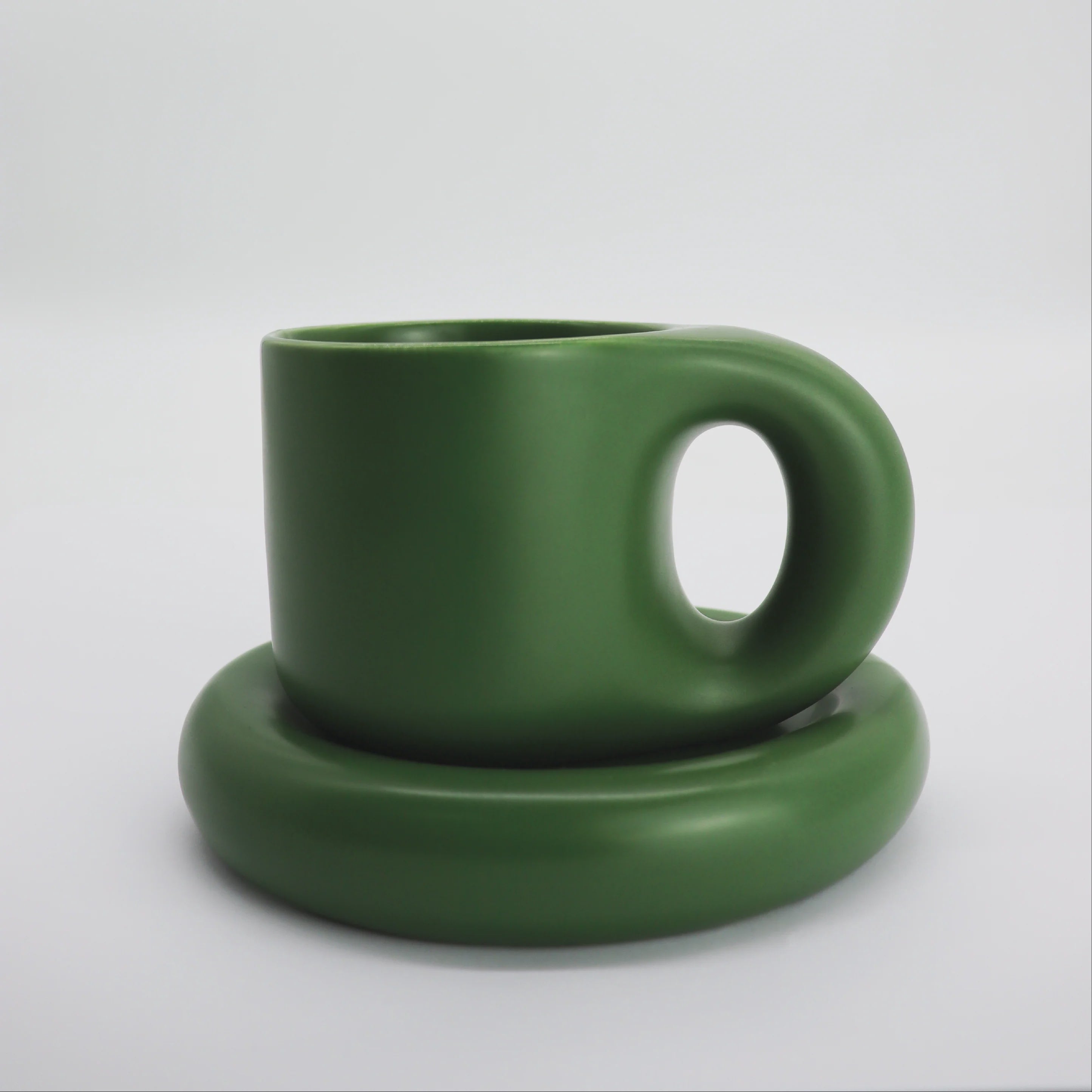 Lola Chubby Mug & Saucer Set - Dark Green