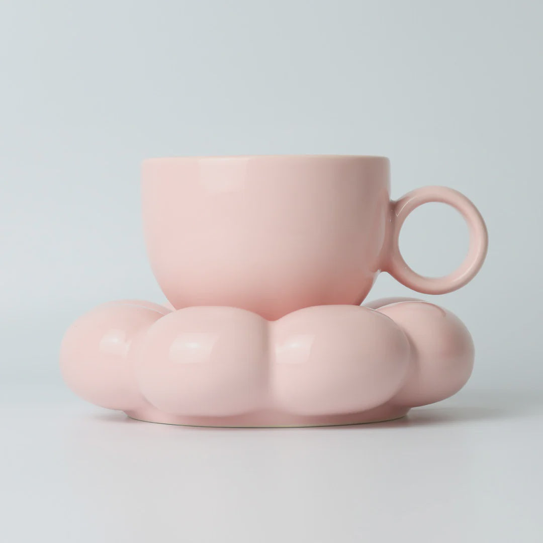 Lottie Bubble Mug & Saucer Set - Pink