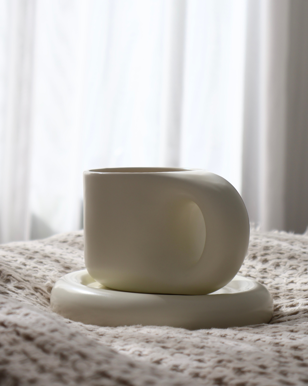 Lola Chubby Mug & Saucer Set - White