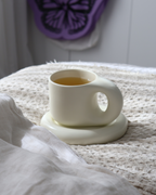 Lola Chubby Mug & Saucer Set - White