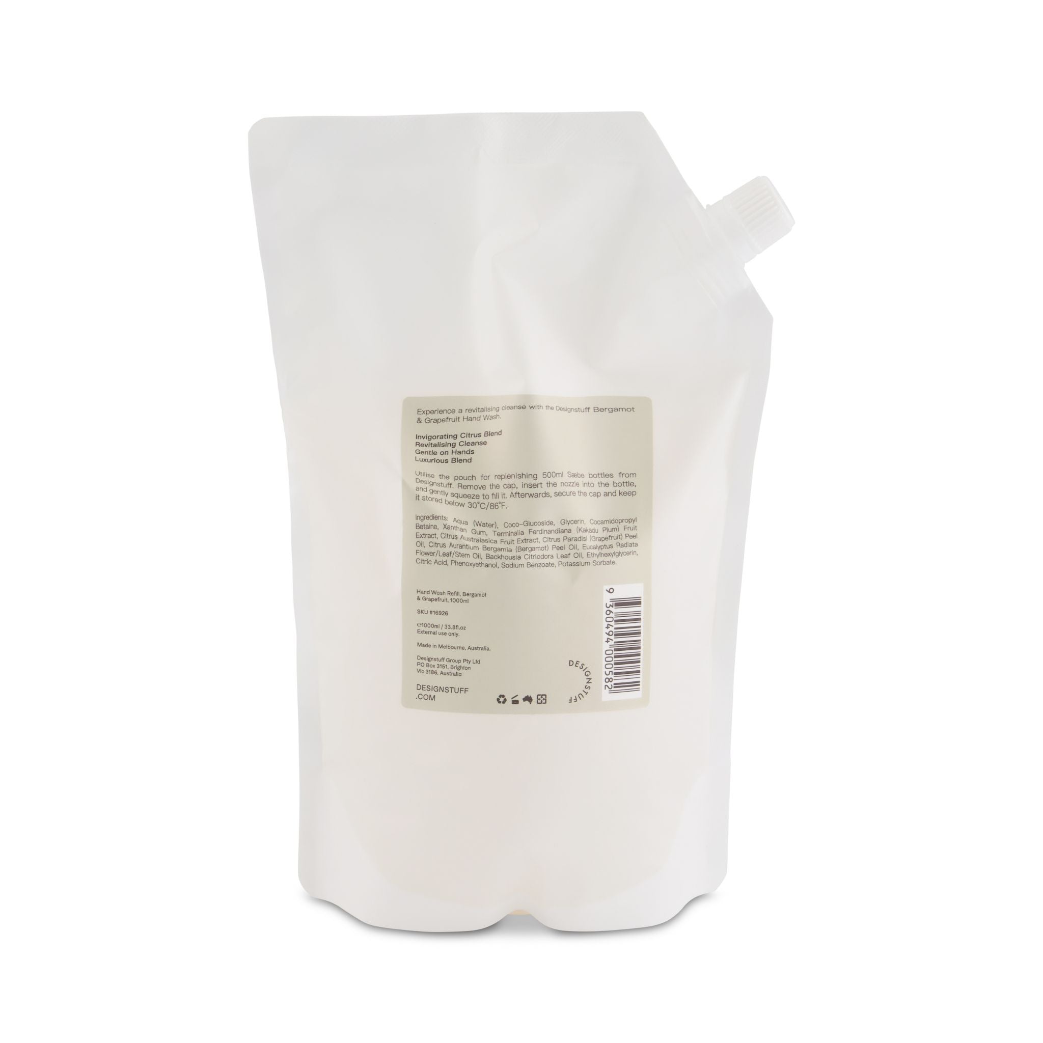 Saebe by DESIGNSTUFF Hand Wash Refill, Bergamot & Grapefruit, 1L