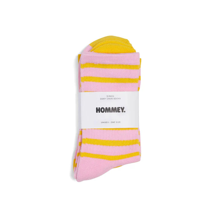 HOMMEY Socks 2 Pack - Pink Lemonade Stripes