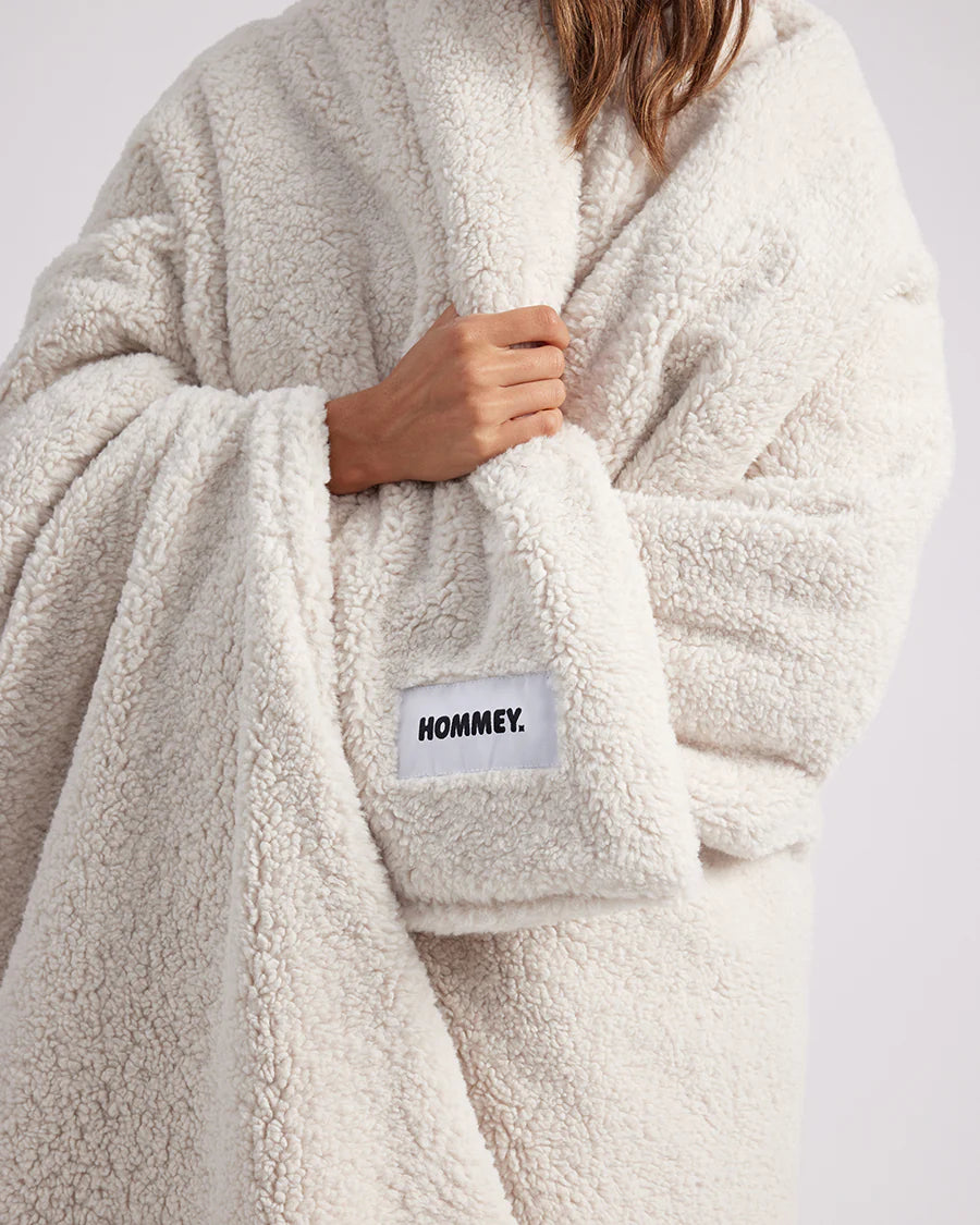HOMMEY Faux Fur Throw Blanket - Marshmallow
