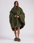 HOMMEY Faux Fur Throw Blanket - Olive