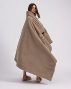 HOMMEY Faux Fur Throw Blanket - Warm Grey