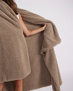 HOMMEY Faux Fur Throw Blanket - Warm Grey