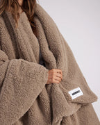 HOMMEY Faux Fur Throw Blanket - Warm Grey