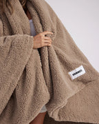 HOMMEY Faux Fur Throw Blanket - Warm Grey