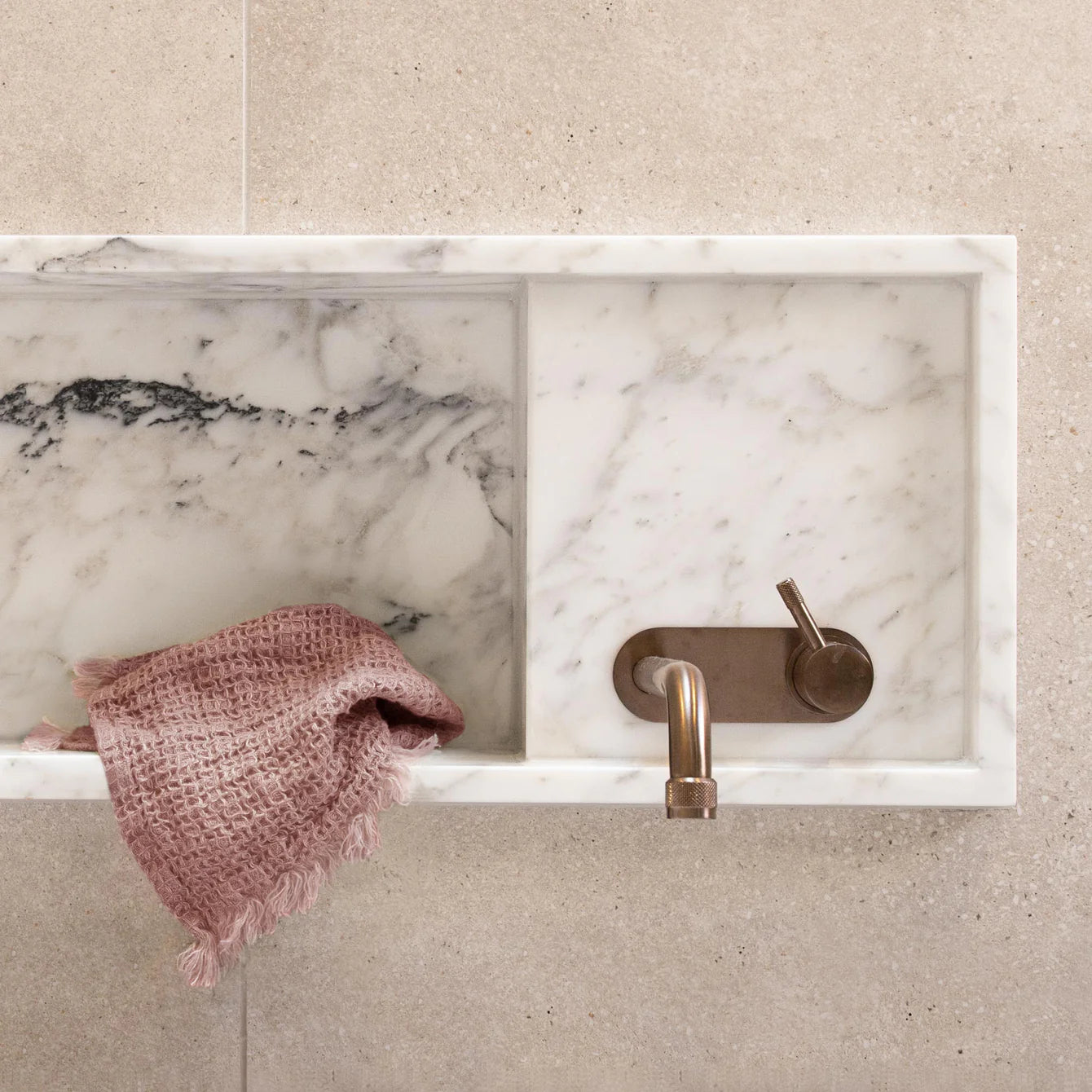 Flocca Waffle Linen Face Towel - Rosa