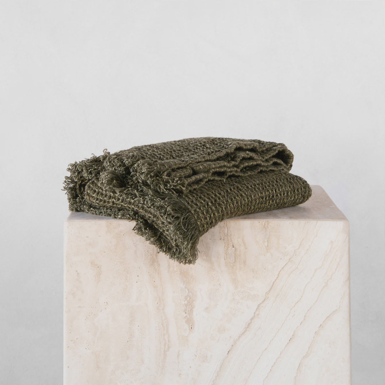 Flocca Waffle Linen Hand Towel - Armee