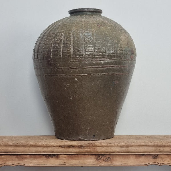 Organic Glazed Pot - Olive (Large)