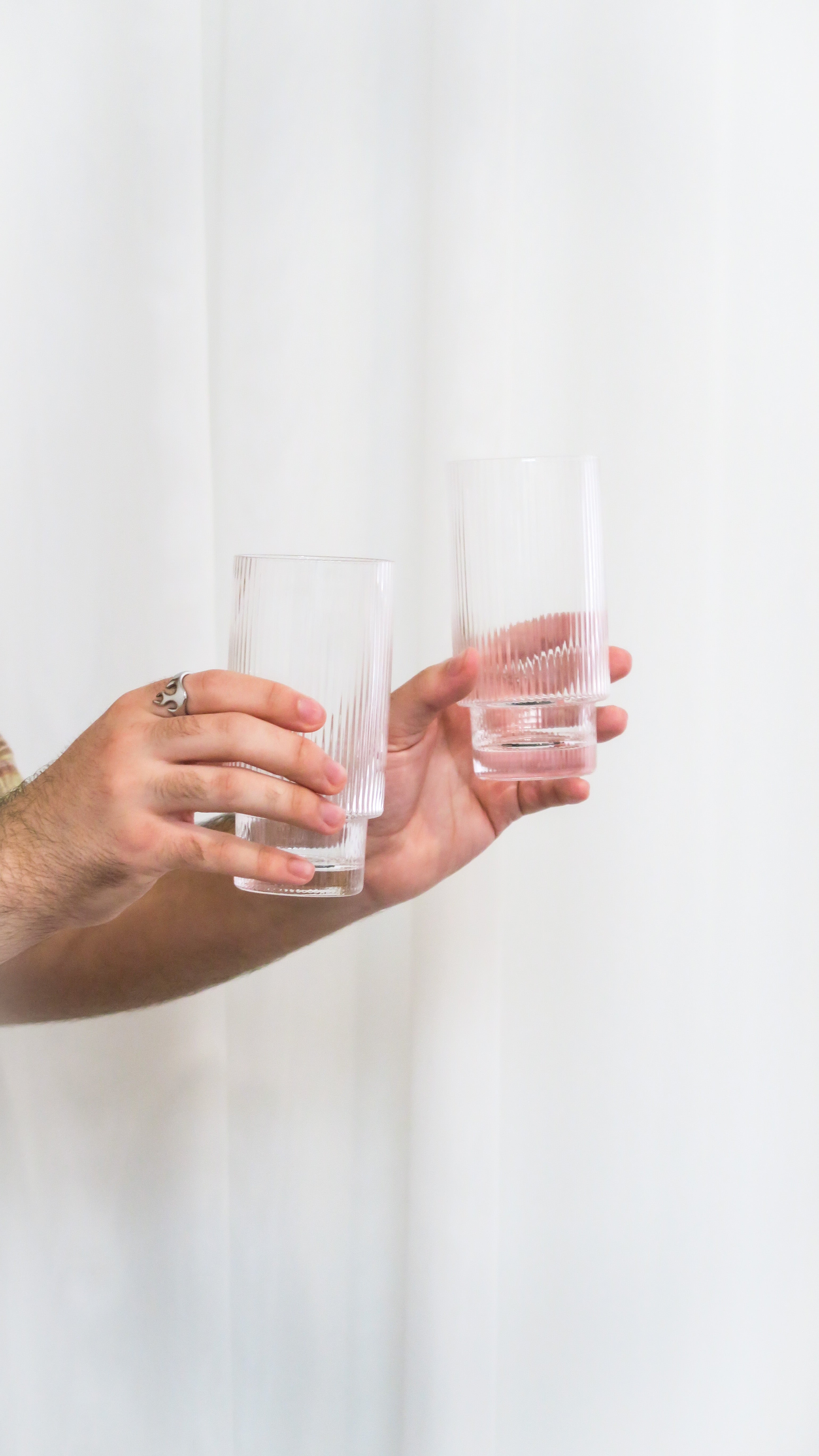 Ribbed Highball Glasses - Set of 4