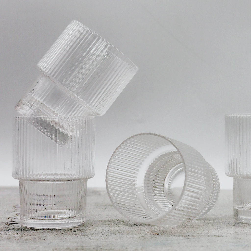 Ribbed Glass Tumbler - Set of 4