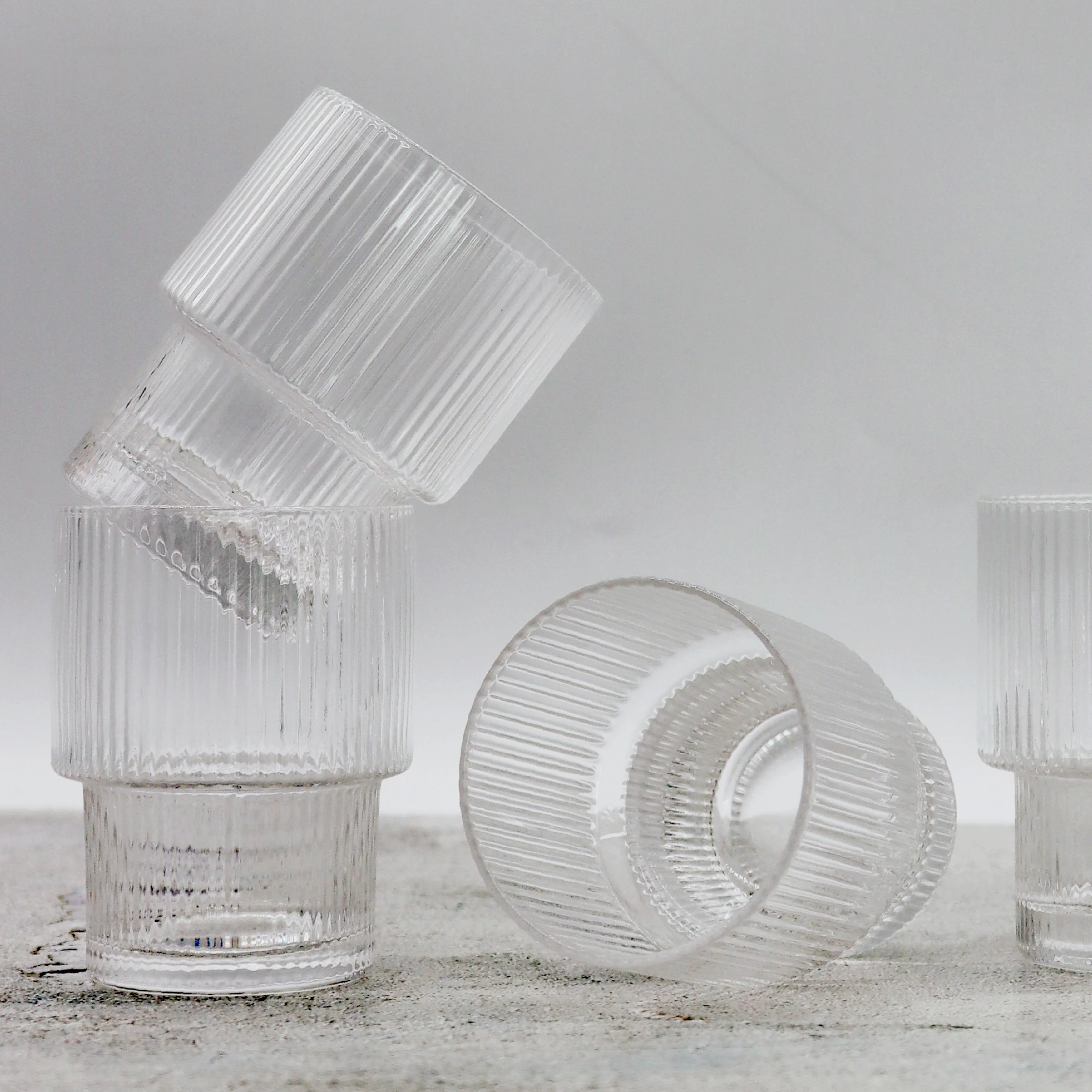 Ribbed Glass Tumbler - Set of 4