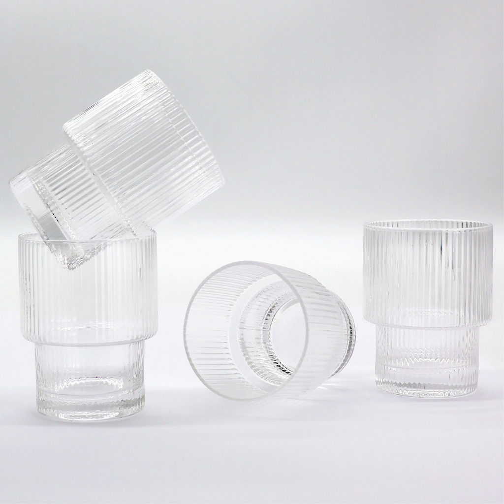 Ribbed Glass Tumbler - Set of 4