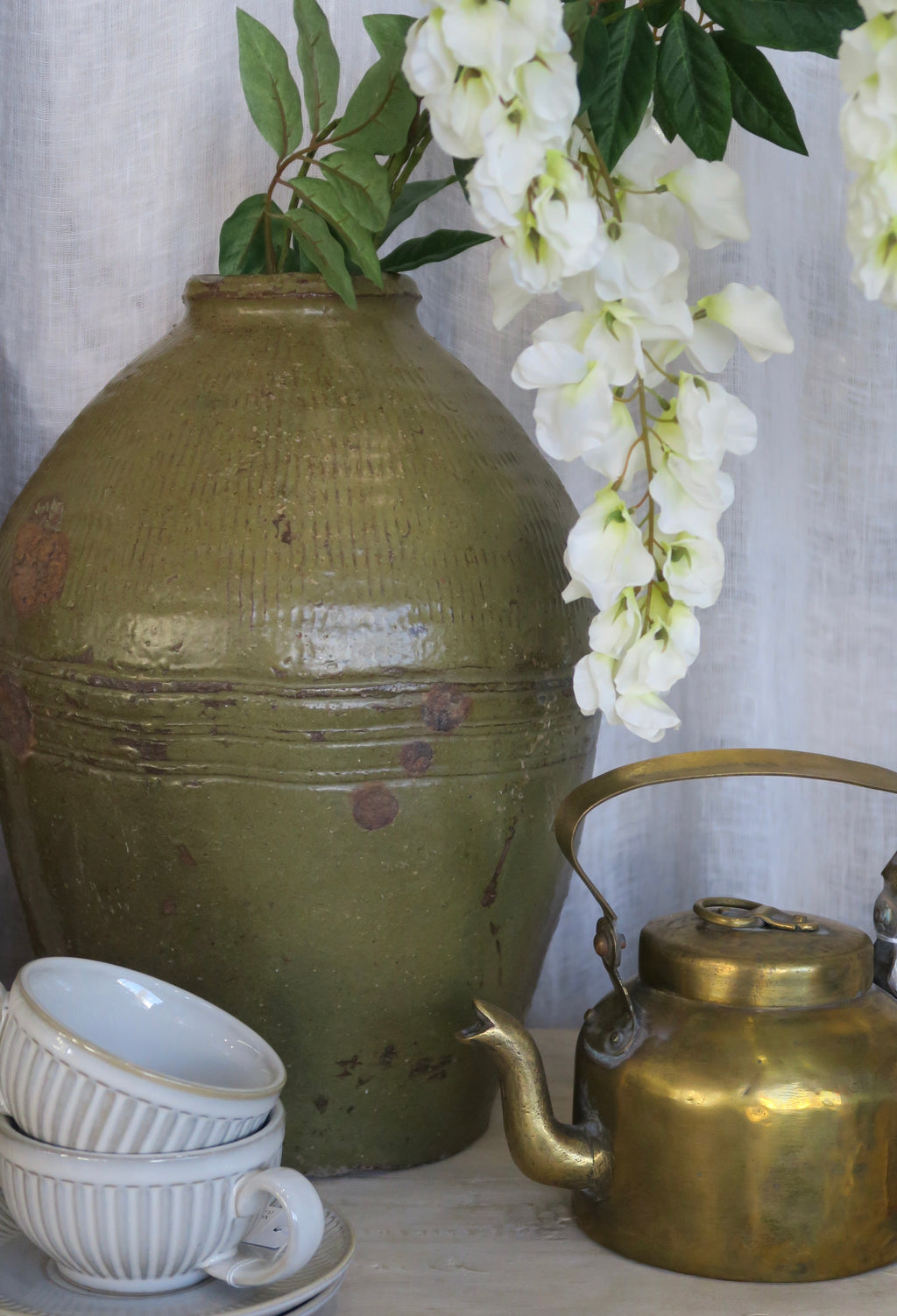 Organic Glazed Pot - Olive Small