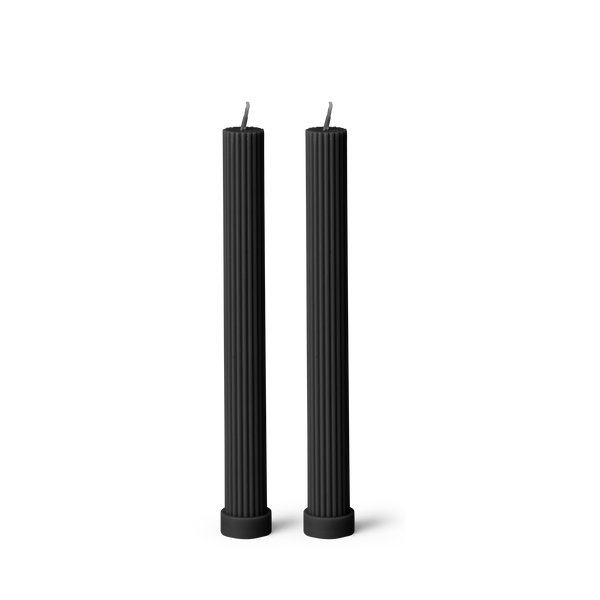 Column Pillar Candle Duo - Black