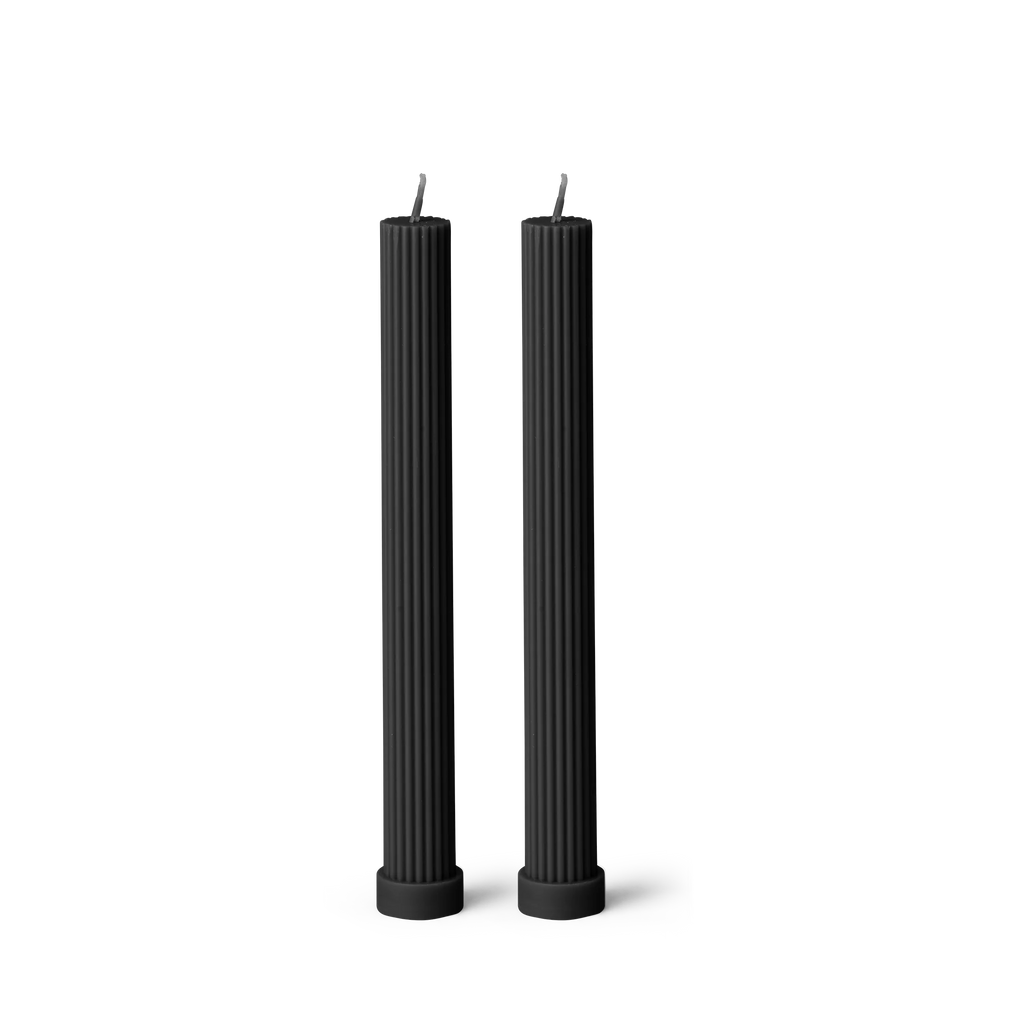 Column Pillar Candle Duo - Black