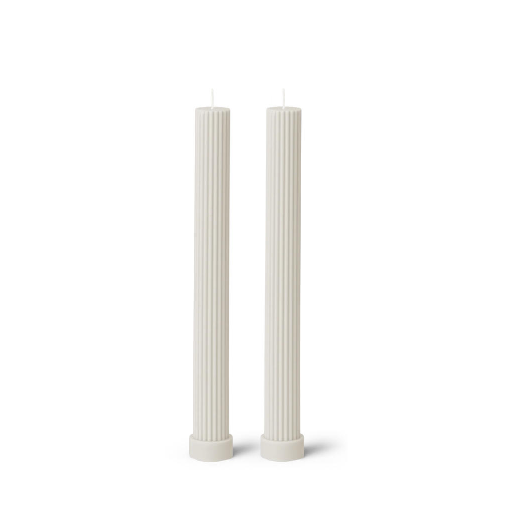 Column Pillar Candle Duo - Cream White