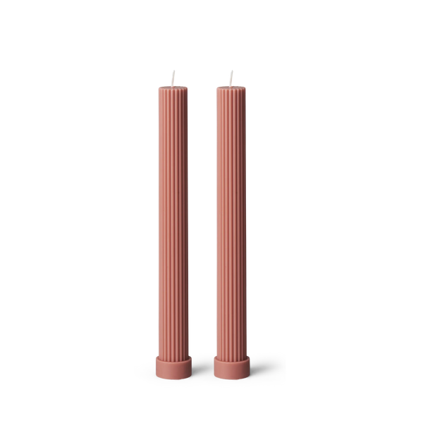 Column Pillar Candle Duo - Peach