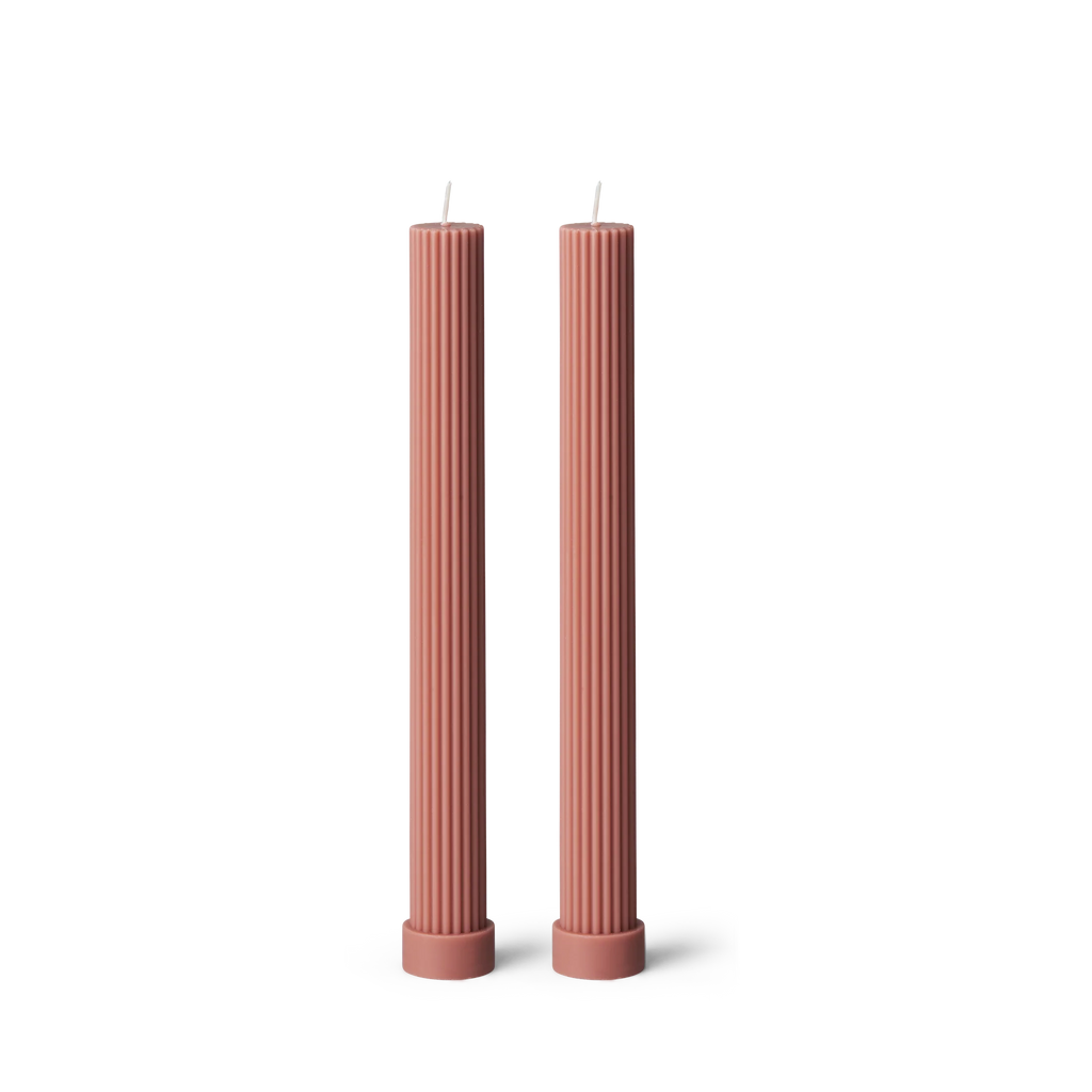 Column Pillar Candle Duo - Peach