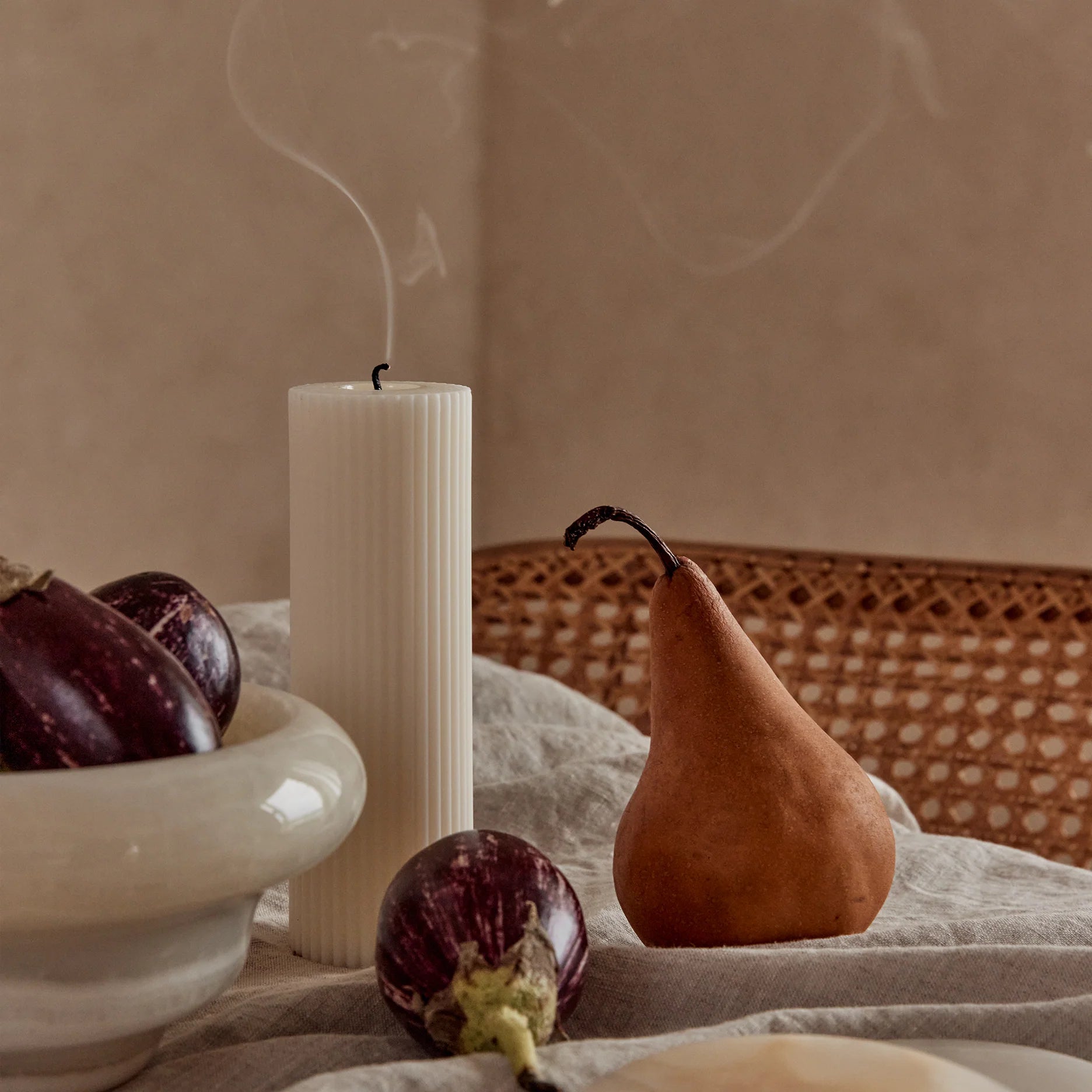 Wide Column Pillar Candle - Cream White