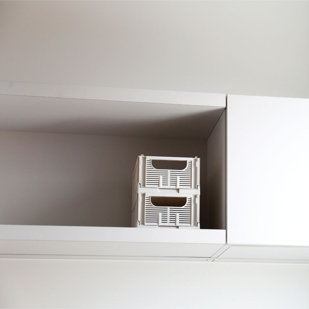 DESIGNSTUFF Linear Collapsible Crate, S, 25x16cm, Chalk (Set of 2)