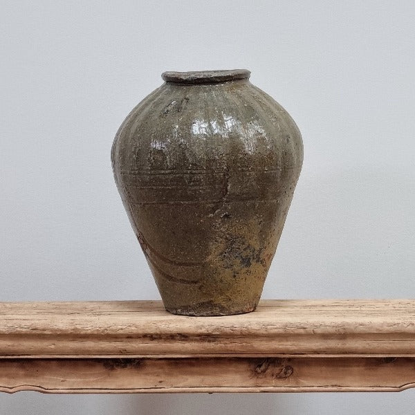 Organic Glazed Pot - Olive (Small)