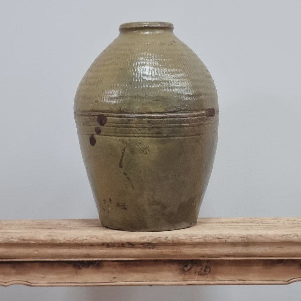 Organic Glazed Pot - Olive Small