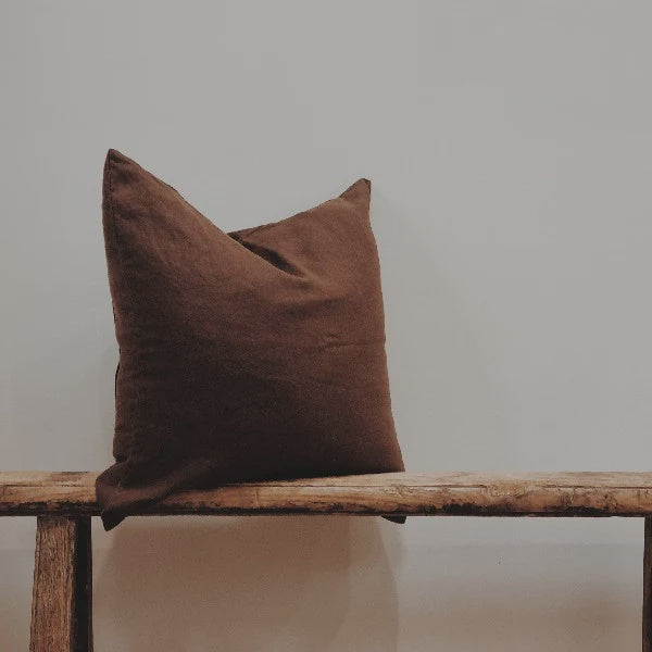 Linen Cushion - Carob EURO