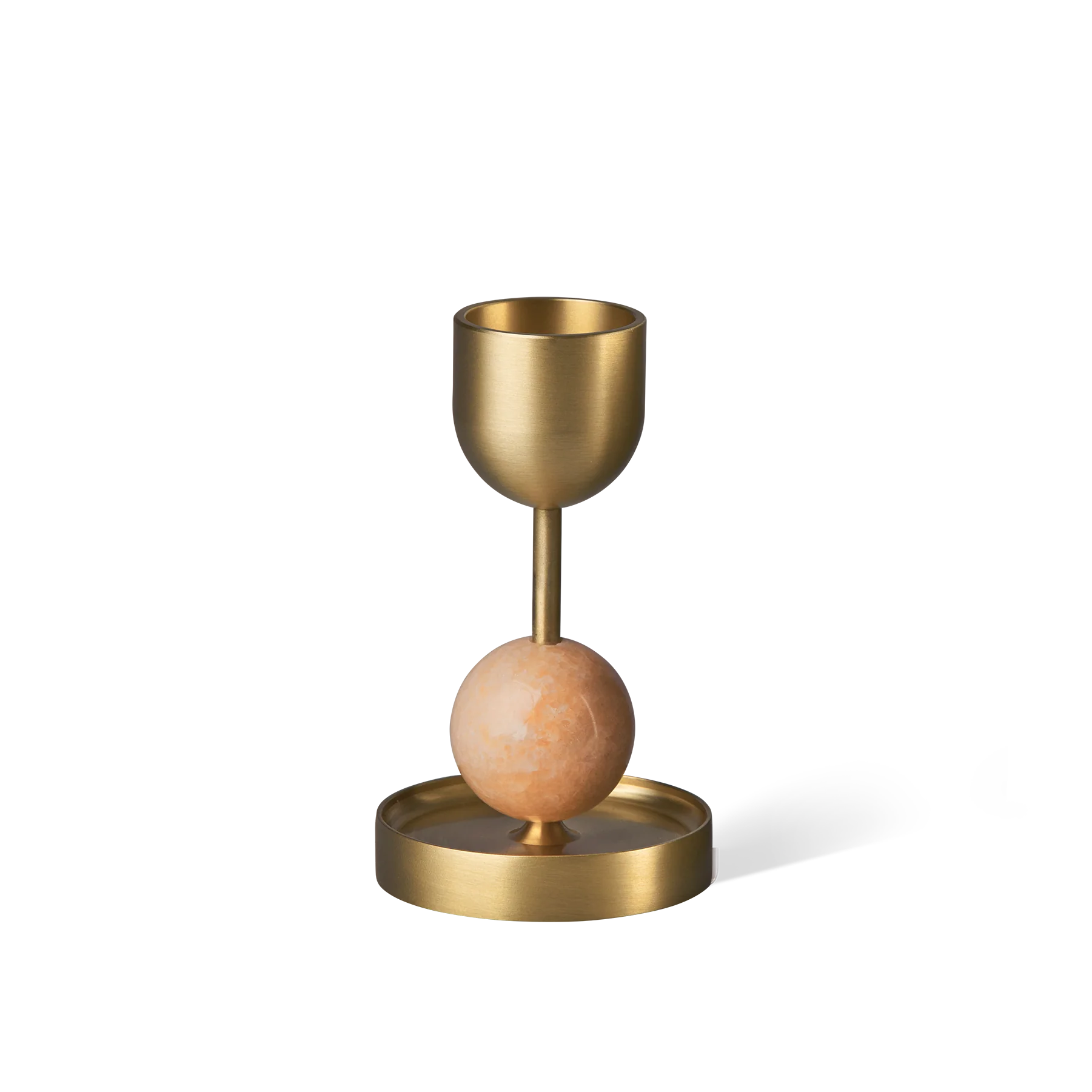 Beaded Fountain Brass Candle Holder - Coral Medium