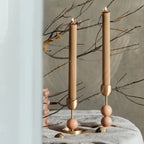 Beaded Fountain Brass Candle Holder - Coral Large