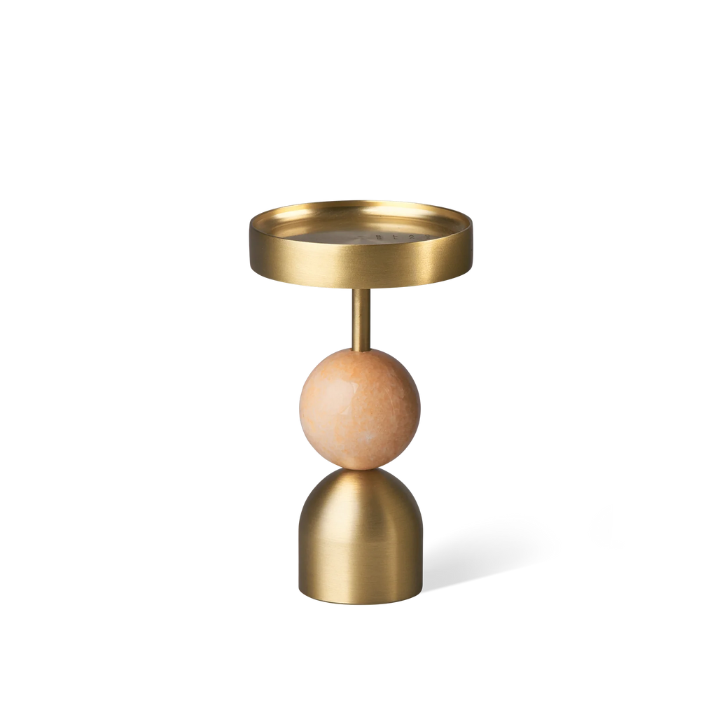 Beaded Fountain Brass Candle Holder - Coral Medium