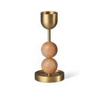 Beaded Fountain Brass Candle Holder - Coral Large