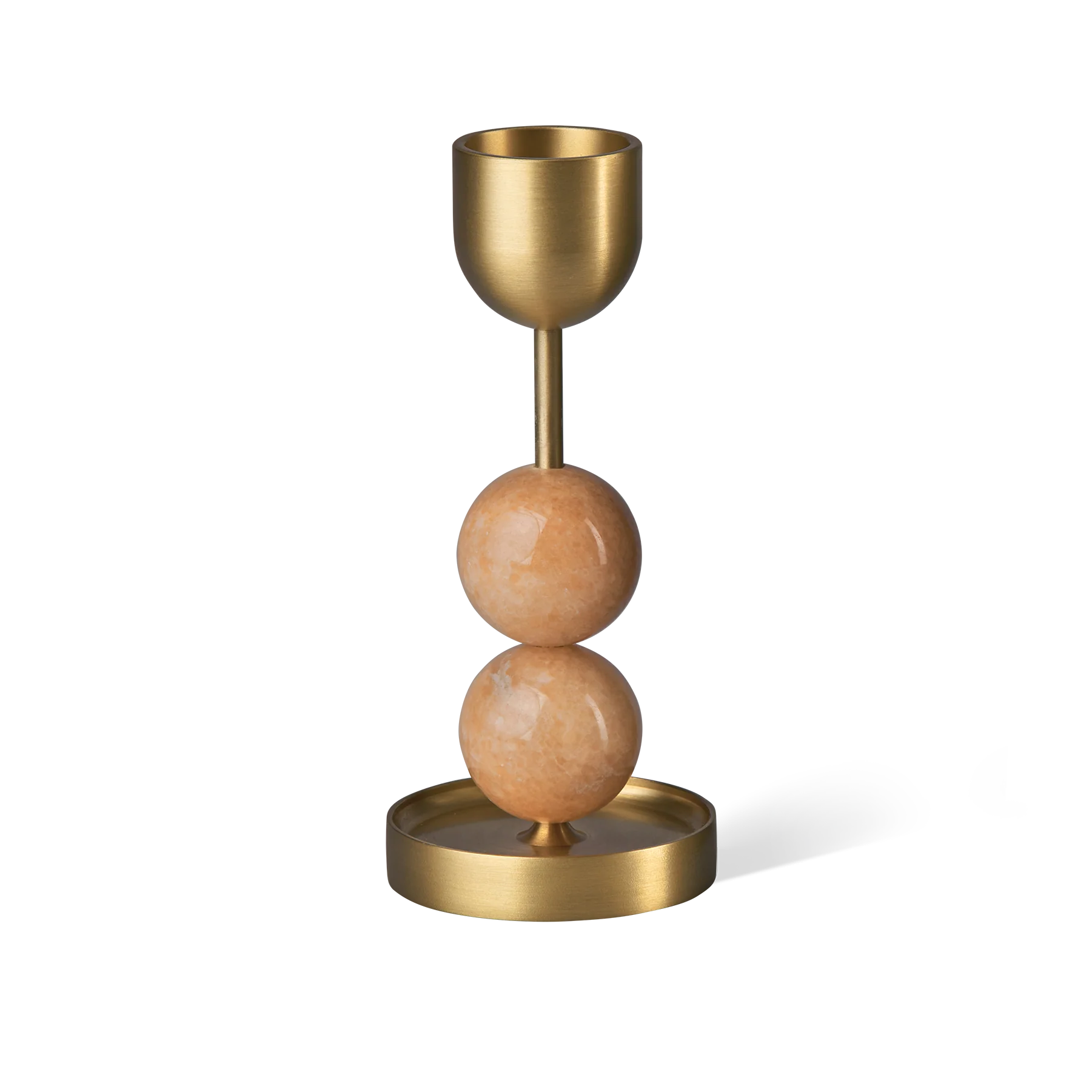 Beaded Fountain Brass Candle Holder - Coral Large