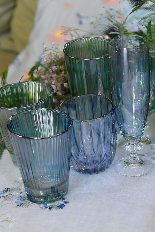 Blue Set Of Two Rosy Flute Glass
