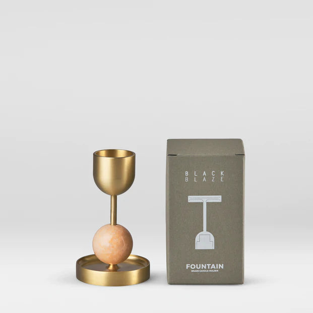 Beaded Fountain Brass Candle Holder - Coral Medium