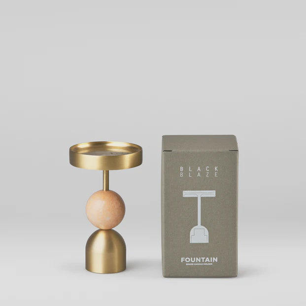 Beaded Fountain Brass Candle Holder - Coral Medium