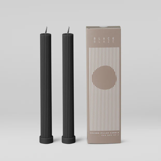Column Pillar Candle Duo - Black